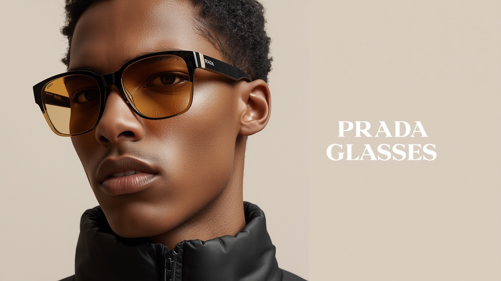Luxury Prada eyewear lifestyle banner
